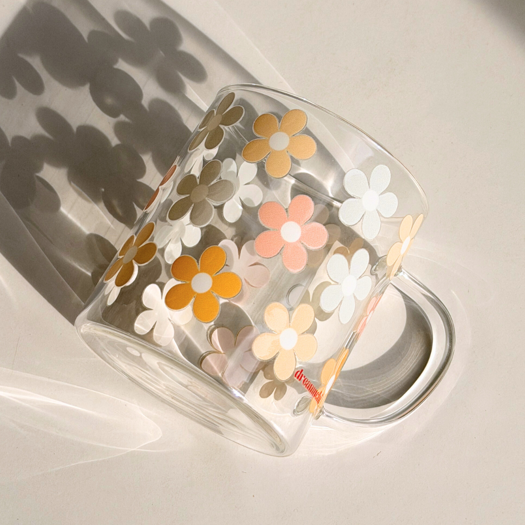 Pastel Petals Glass Mug