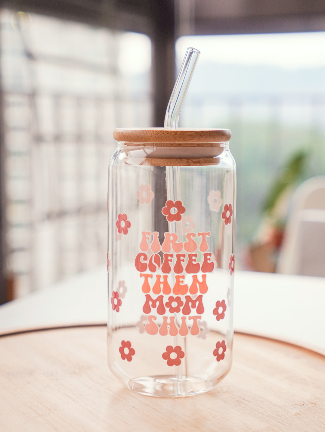 Coffee Then Chaos Glass Cup