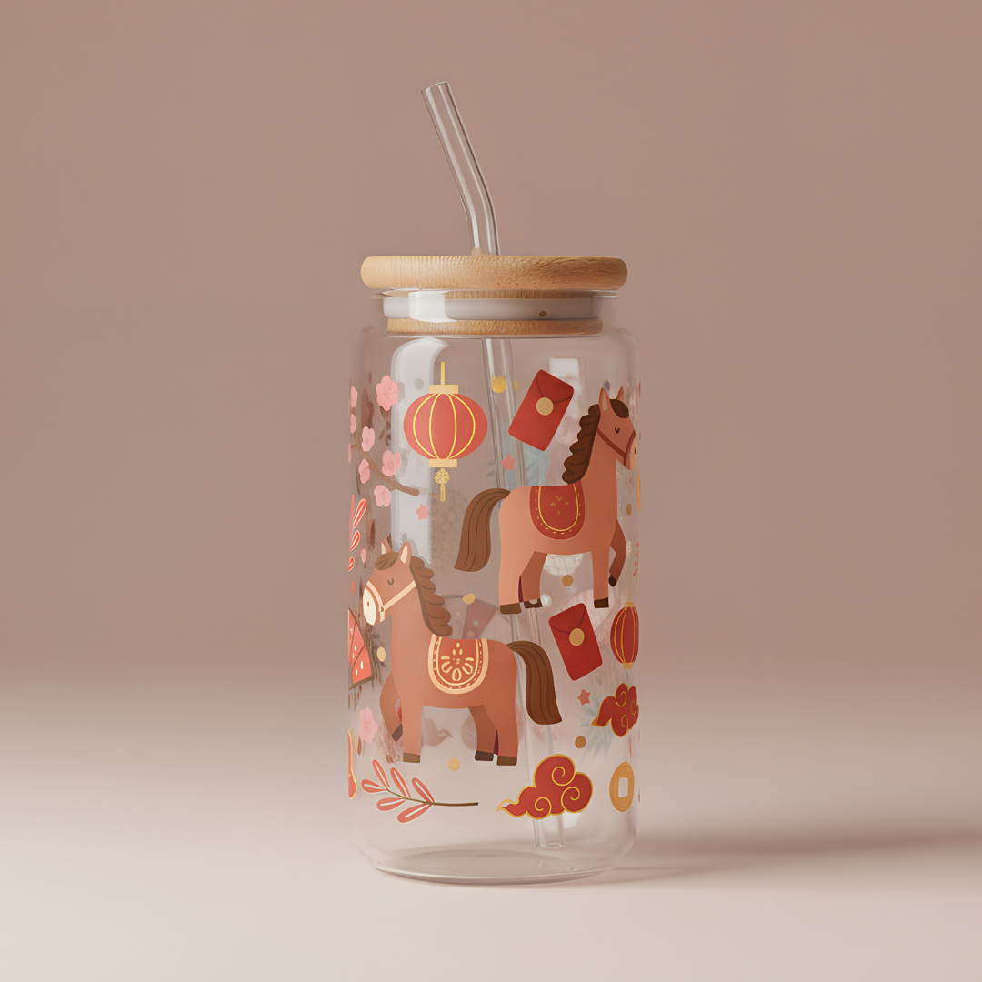 Lucky Horse Glass Cup