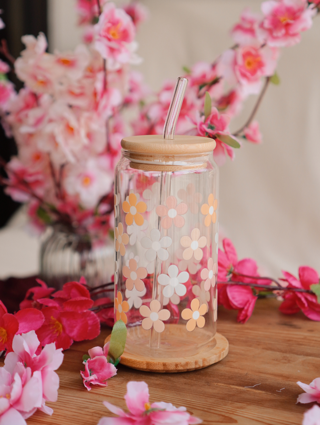 Pastel Petals Glass Cup