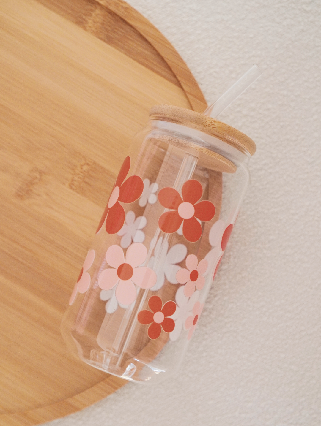 Crimson Bloom Glass Cup