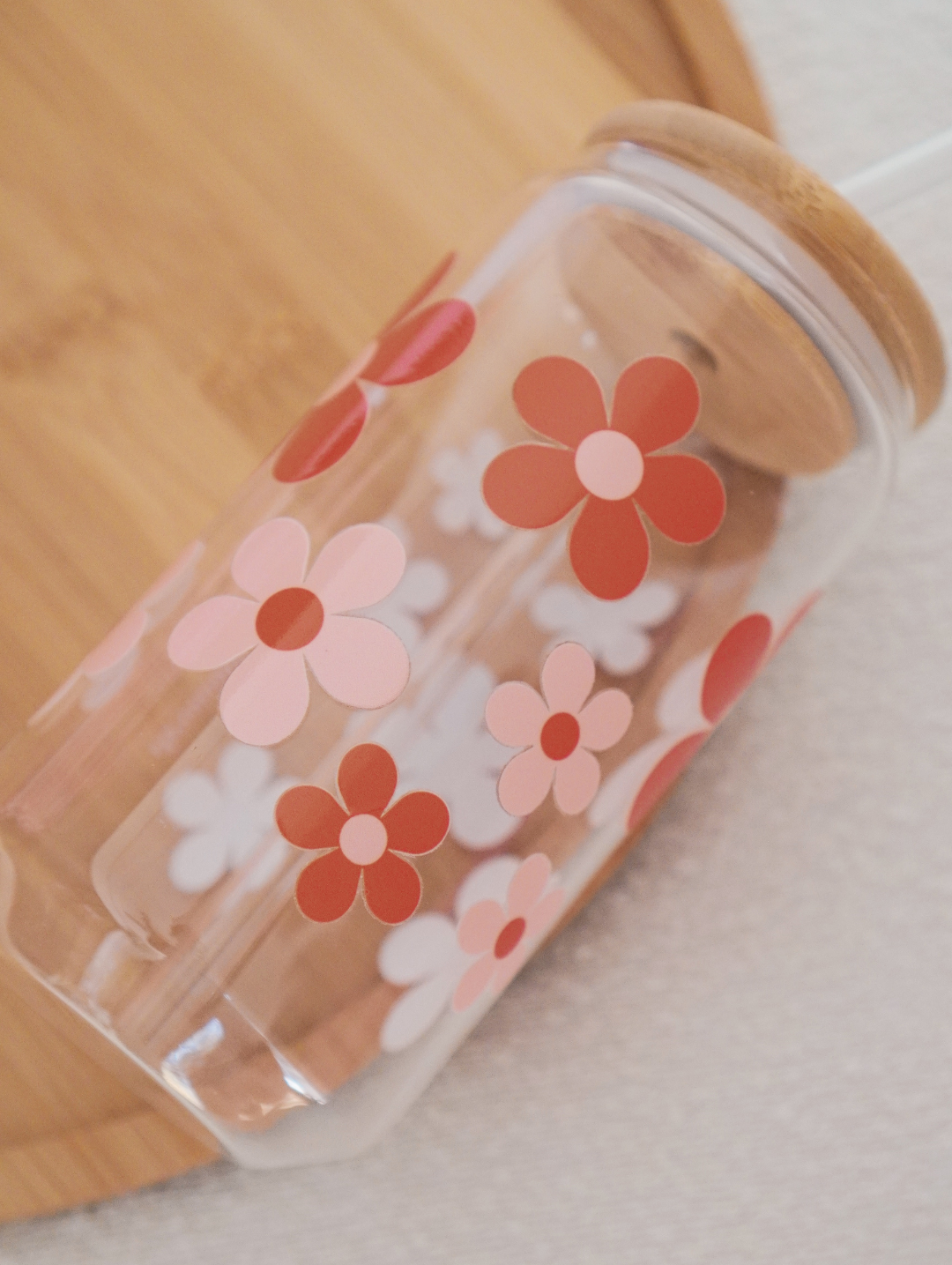 Crimson Bloom Glass Cup