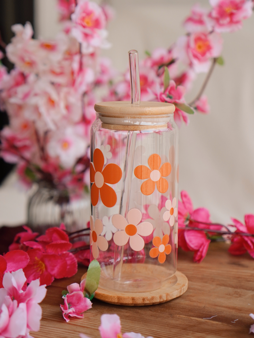 Crimson Bloom Glass Cup