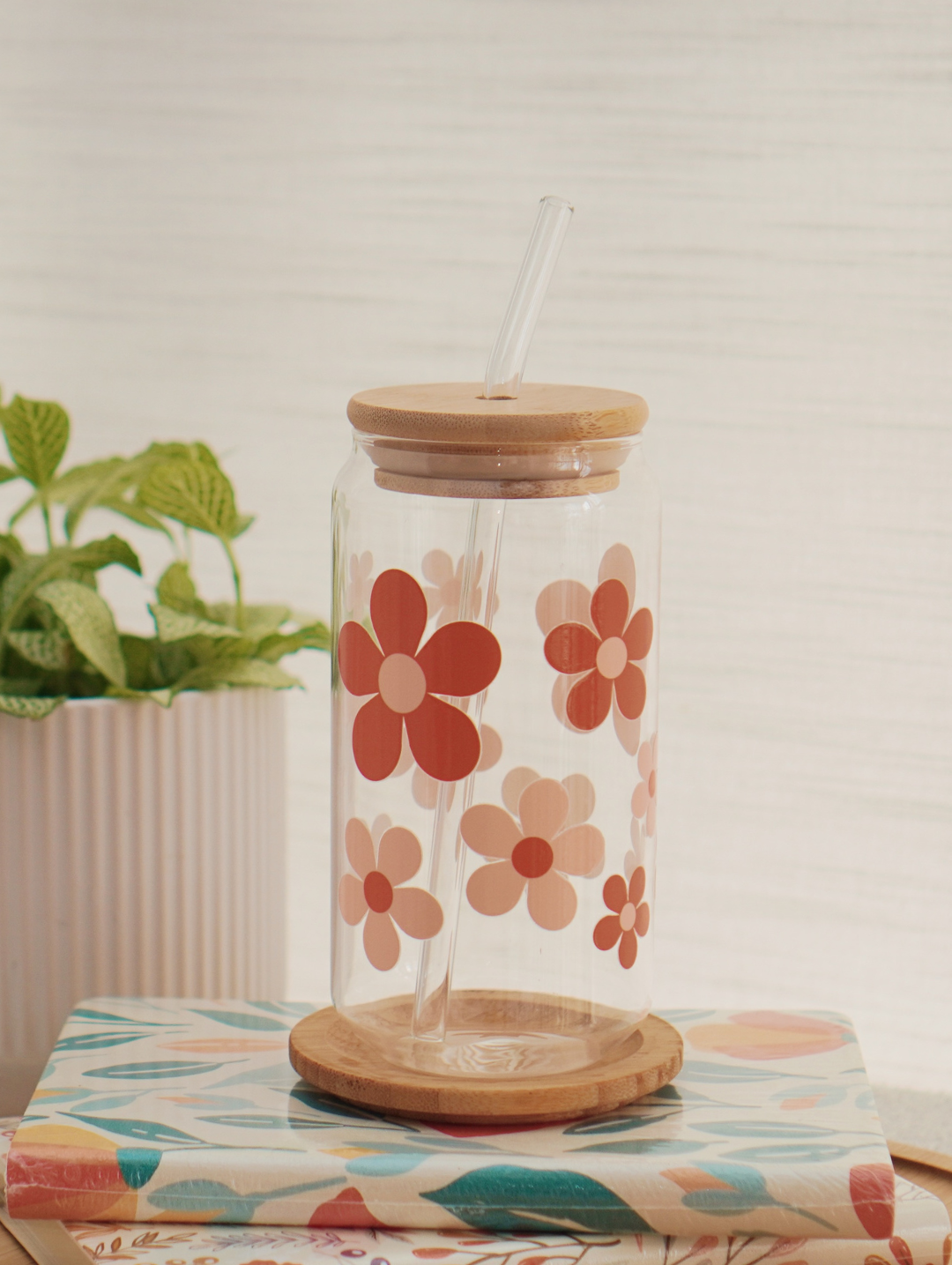 Crimson Bloom Glass Cup