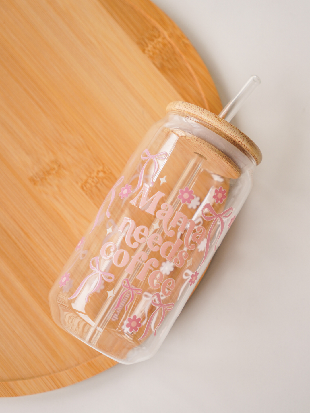 Mama Needs Coffee Glass Cup (Pink)