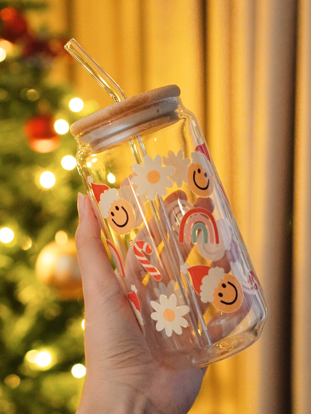 Jolly Christmas Glass Cup