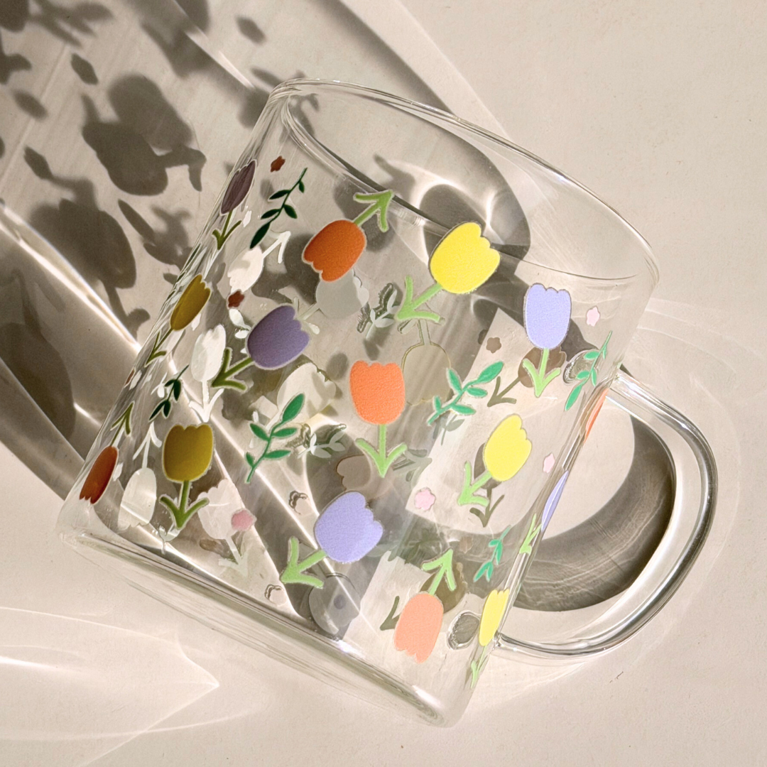 Tulip Whispers Glass Mug