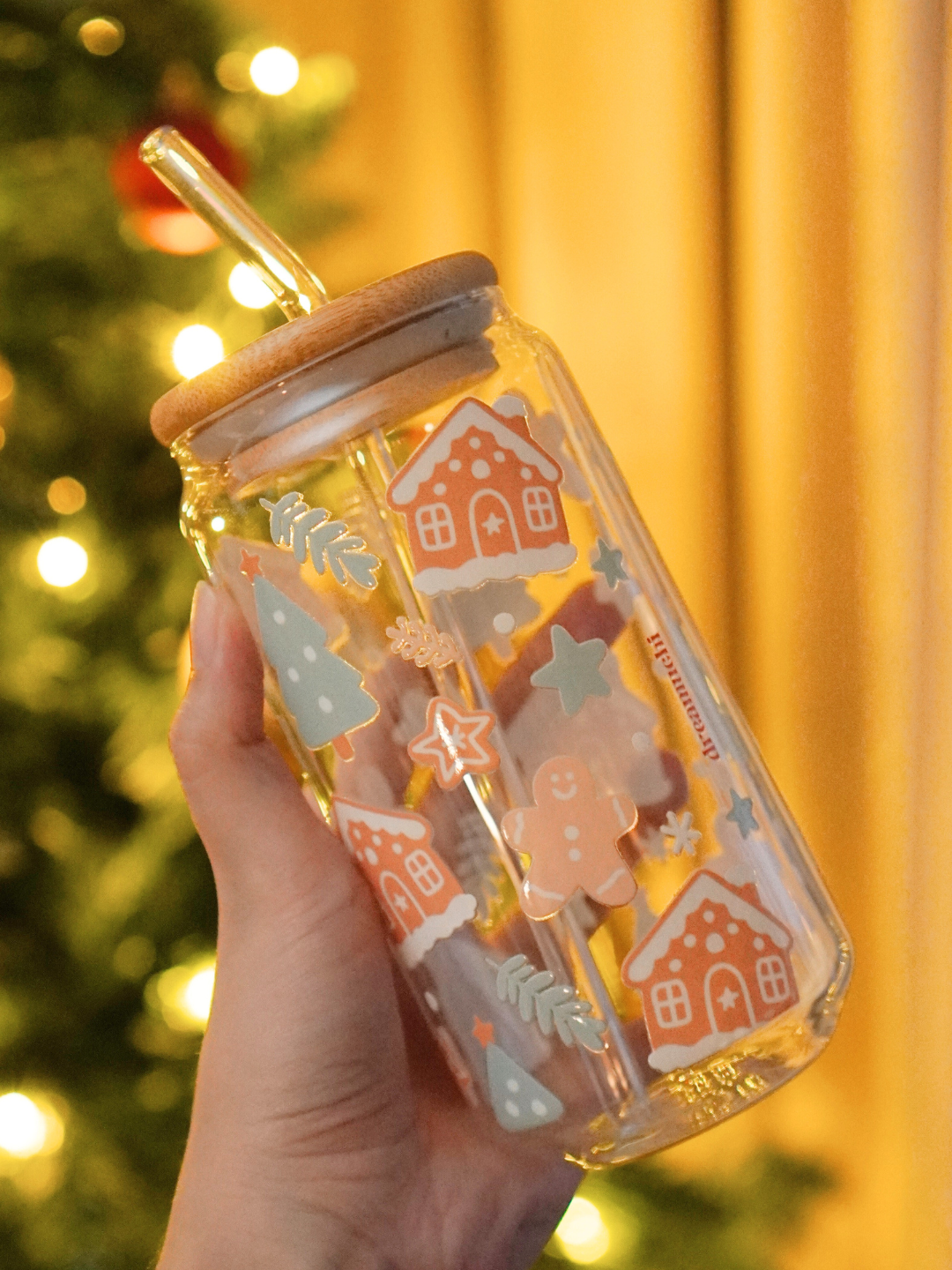 Gingerbread Delight Christmas Glass Cup