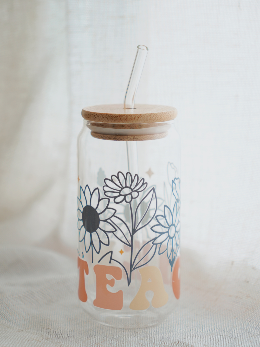 Teacher Floral Glass Cup