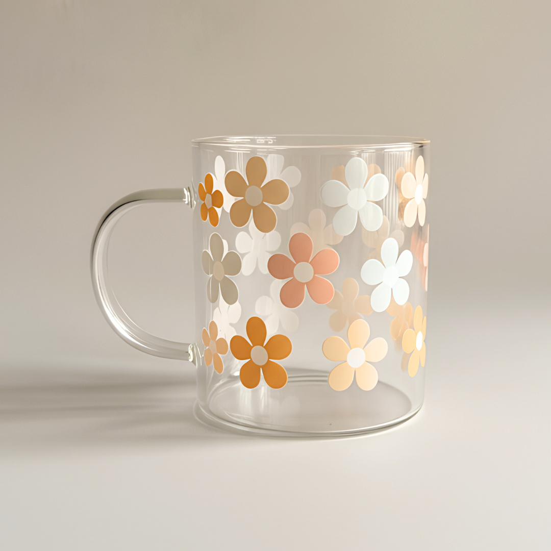 Pastel Petals Glass Mug
