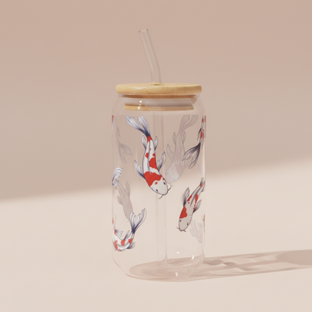 Koi Elegance Glass Cup