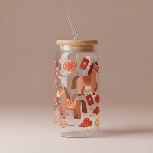 Lucky Horse Glass Cup
