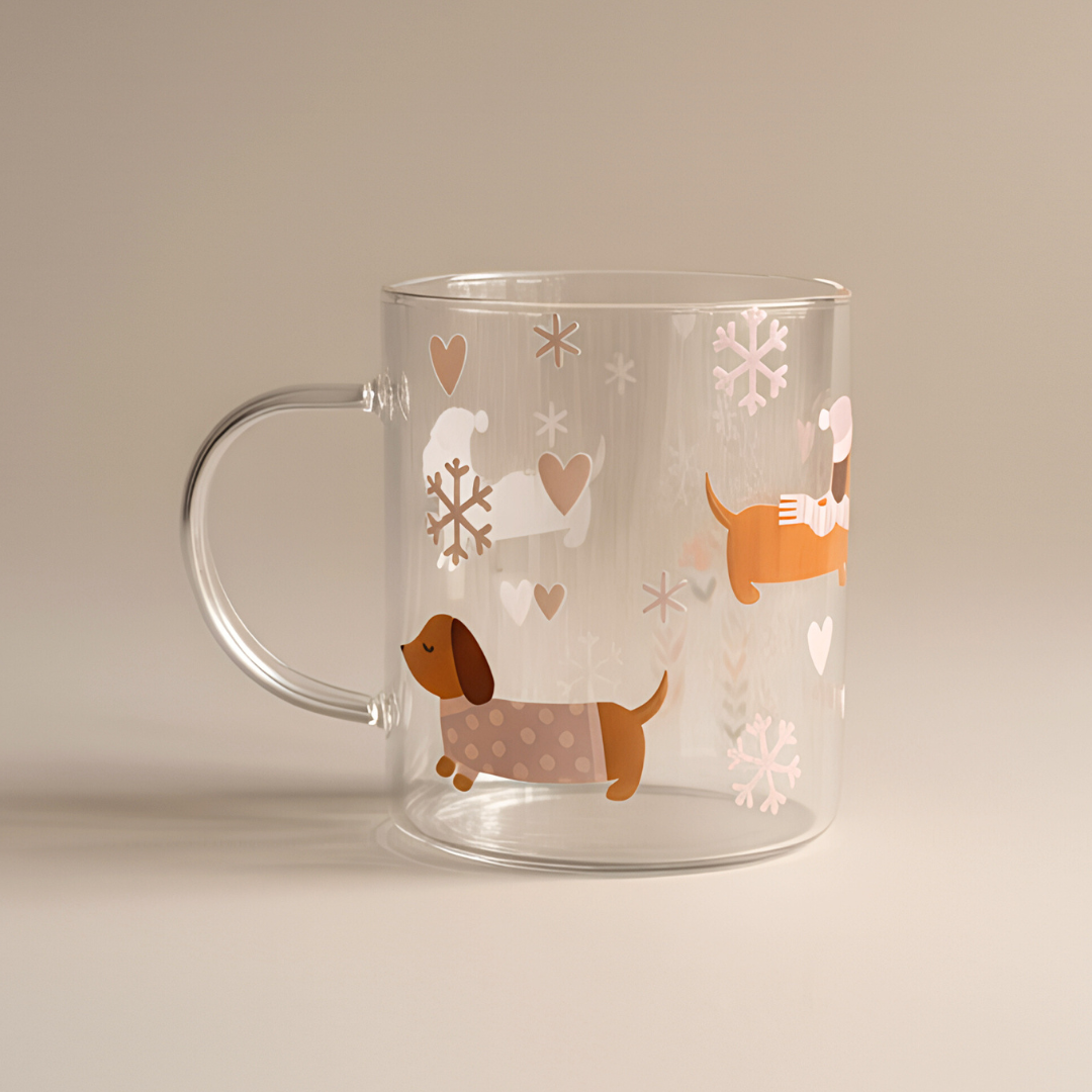 Christmas Dachshund Glass Mug