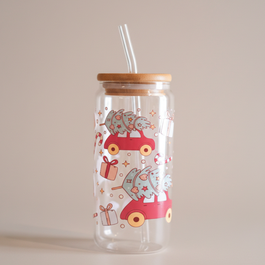 Christmas Truck Glass Cup