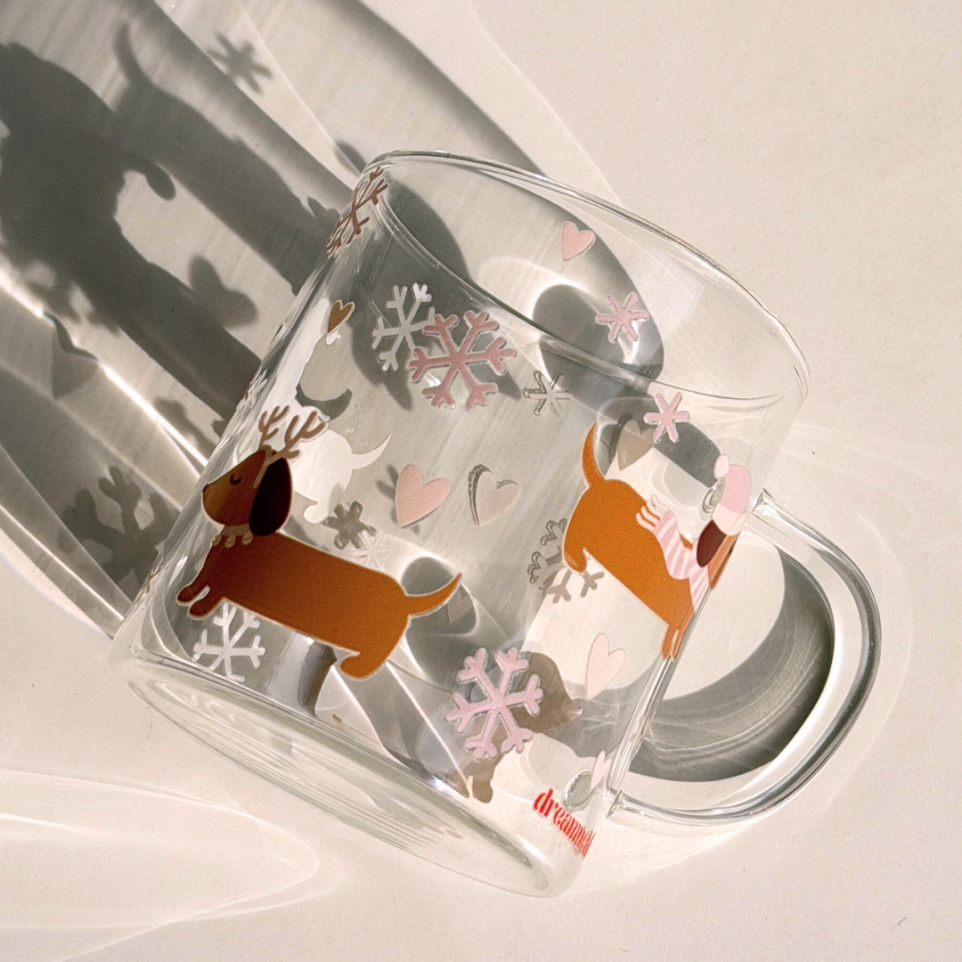 Christmas Dachshund Glass Mug