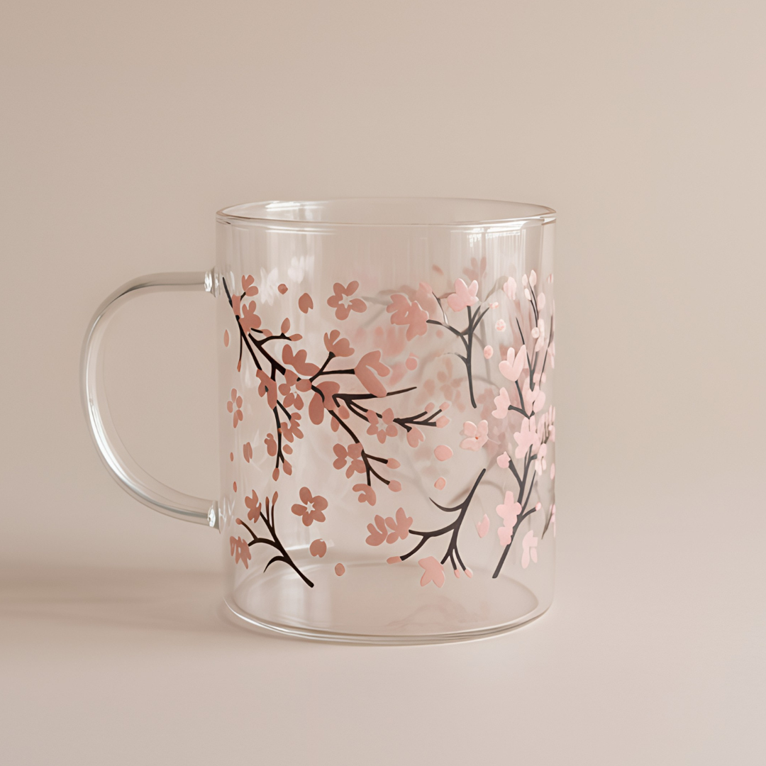 Blush Blossom Glass Mug