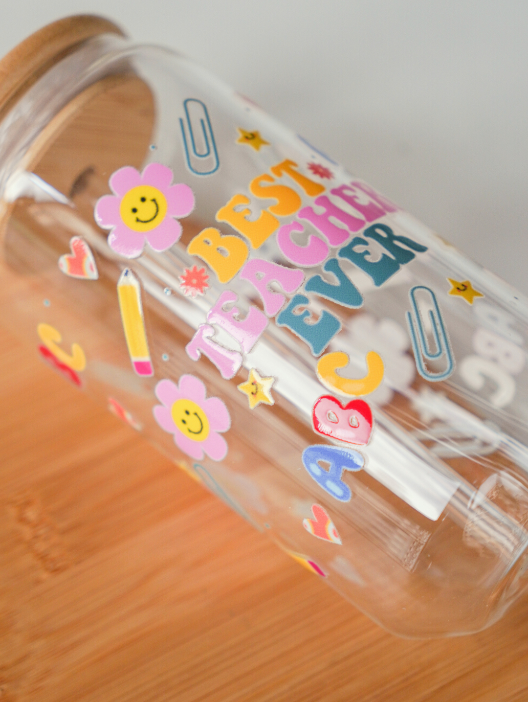 Whimsical Teacher's Day Glass Cup
