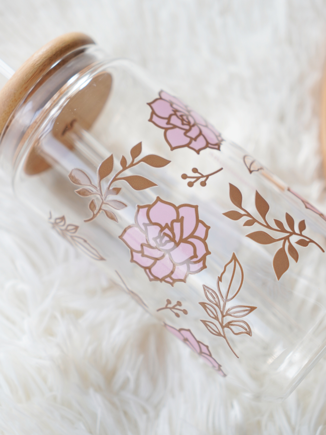 Rosy Blossom Glass Cup