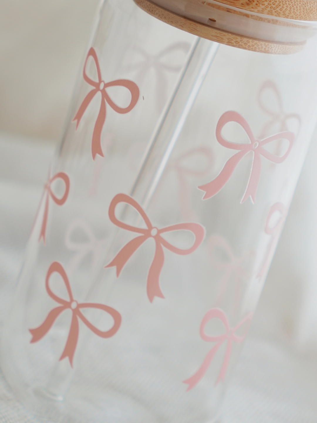 Pink Coquette Ribbon Glass Cup