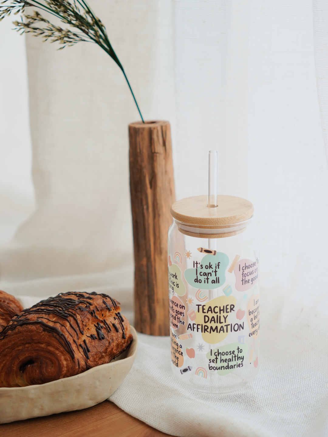 Teacher Daily Affirmation Glass Cup