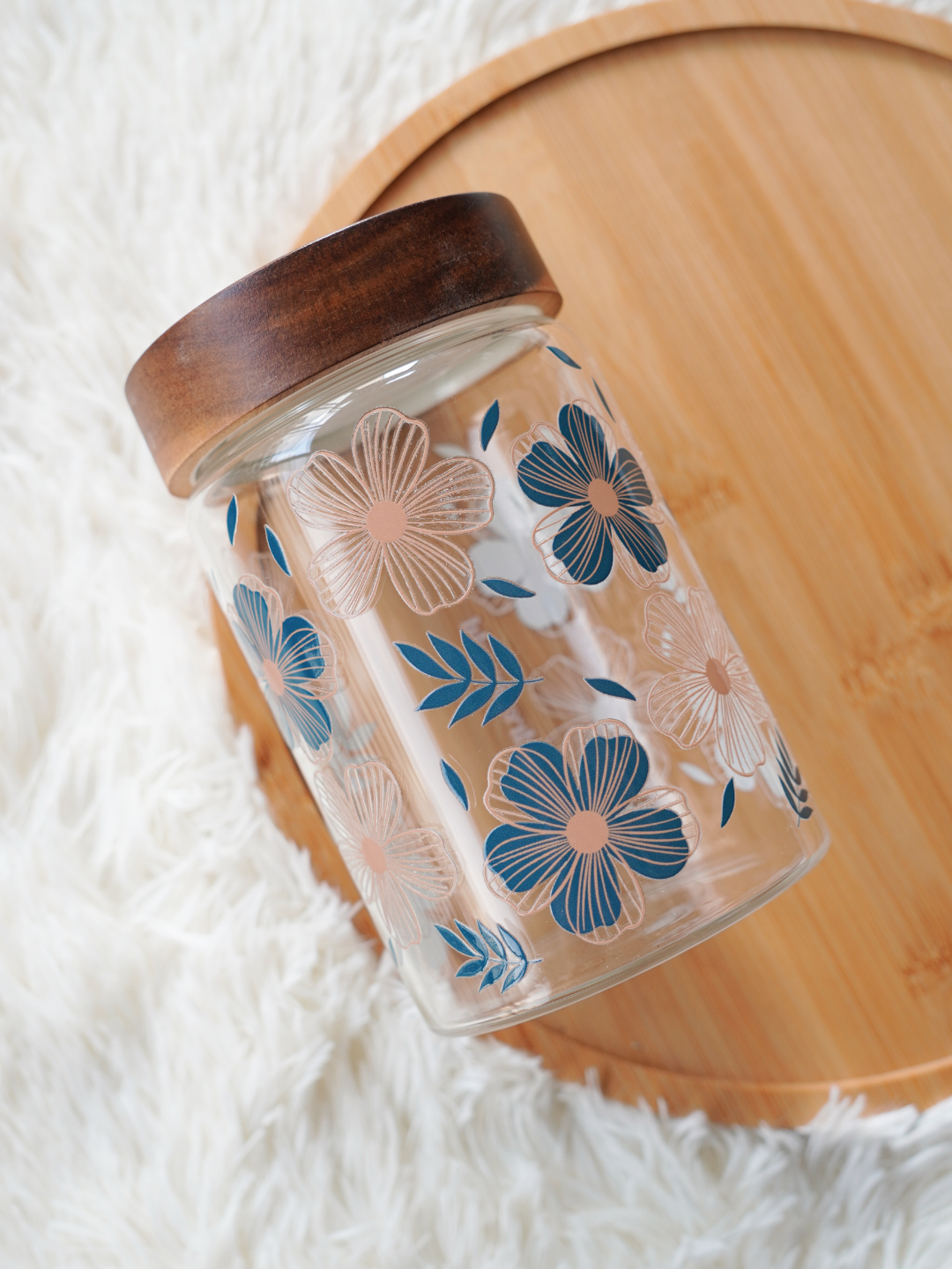 Teal Blossom Food Storage Jar