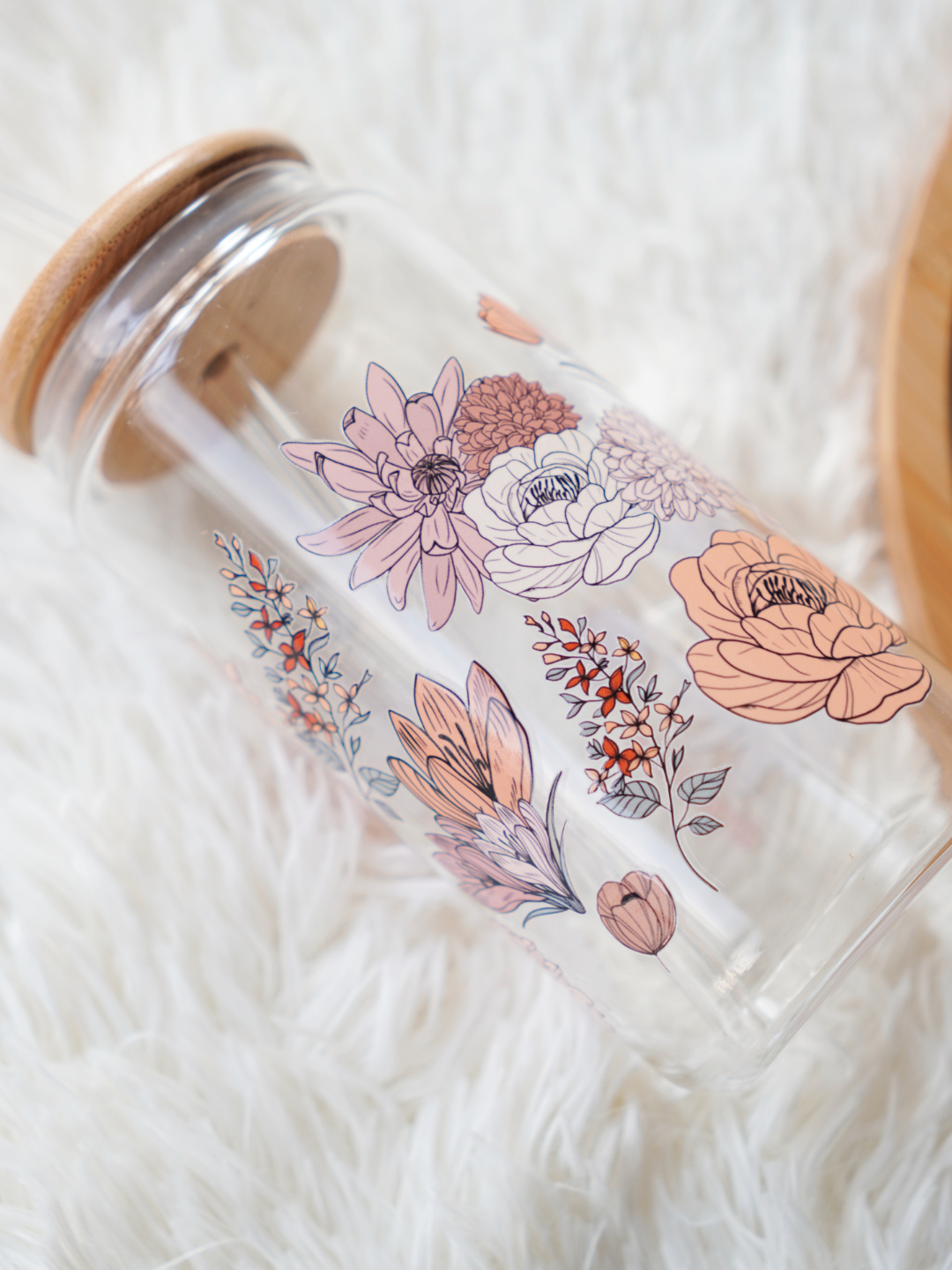 Autumnal Floral Glass Cup