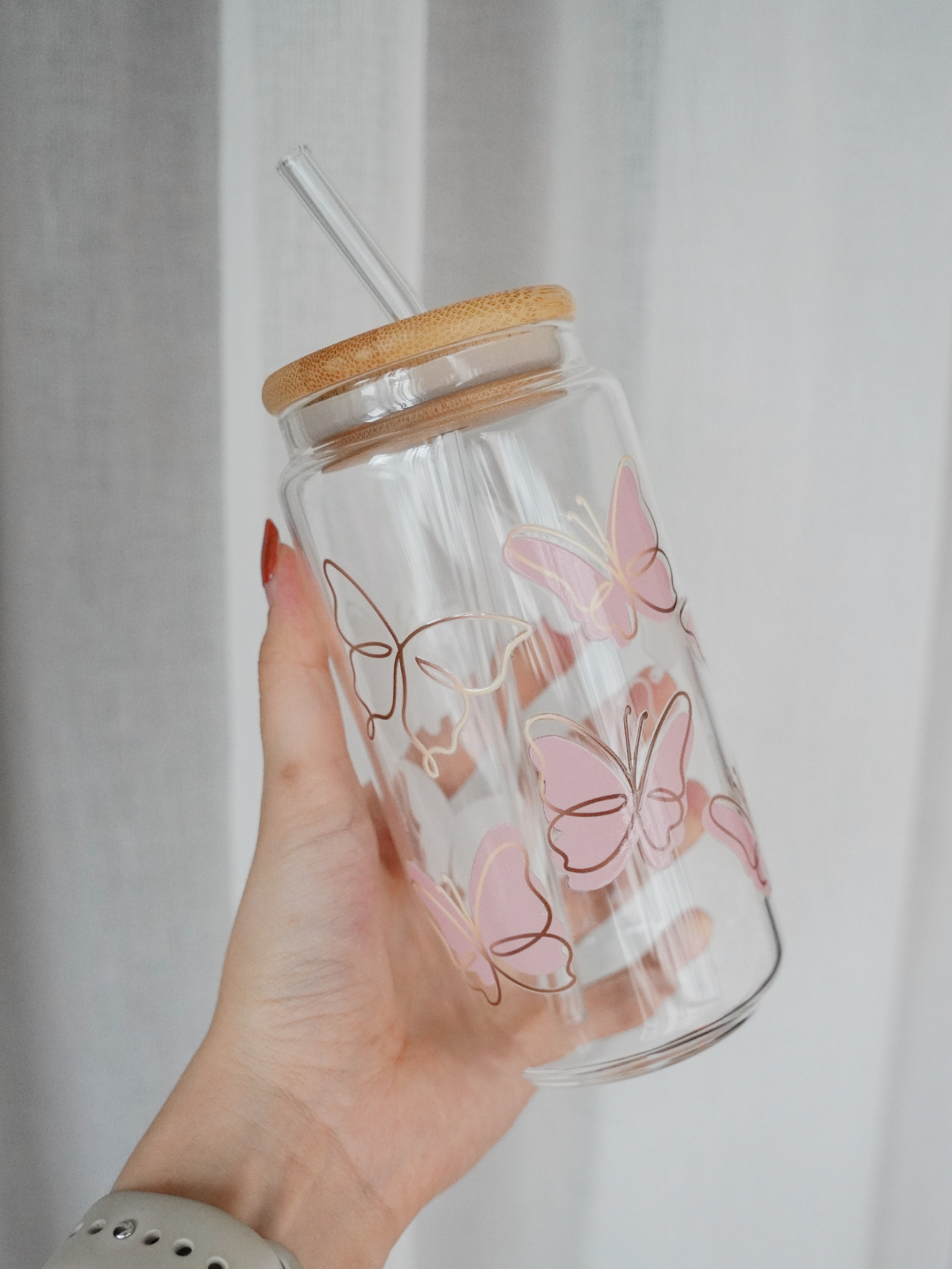 Pink Flutter Glass Cup