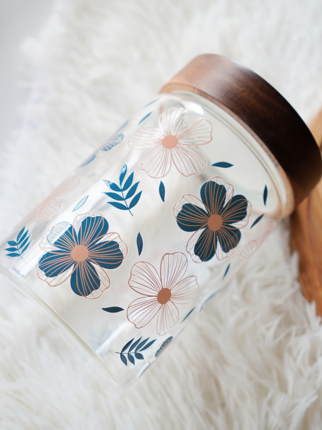 Teal Blossom Food Storage Jar