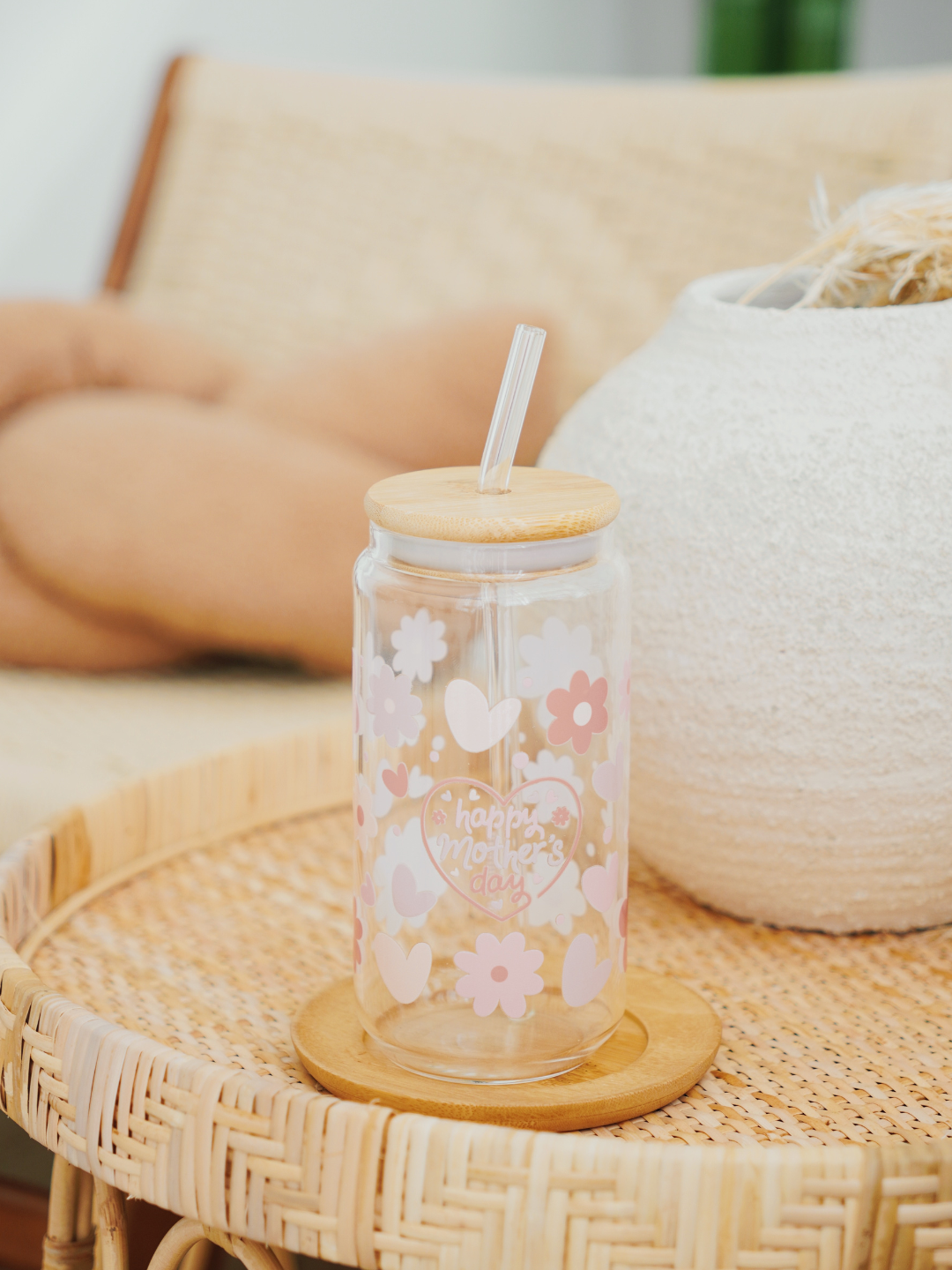 Mother's Day Heart Frame Glass Cup