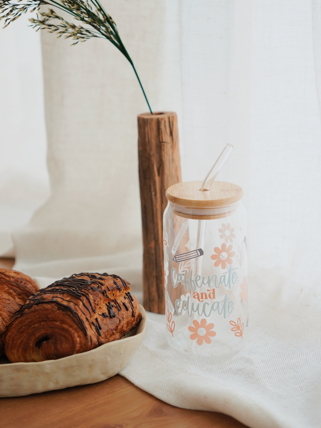 Caffeinate and Educate Glass Cup