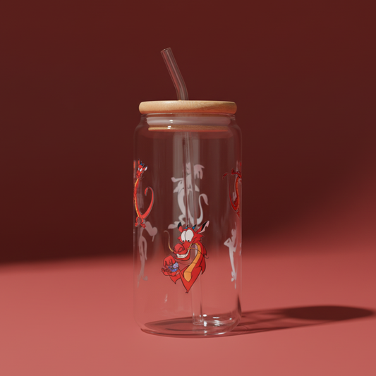 Minimal Mushu Glass Cup