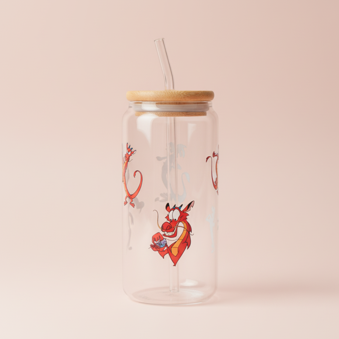 Minimal Mushu Glass Cup